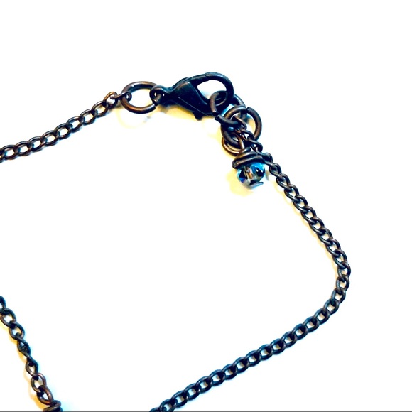 Dainty Aqua Chain Feather Bracelet - Picture 3 of 5